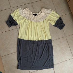 BCBGMAXAZRIA designer cotton yellow gray dress XXS